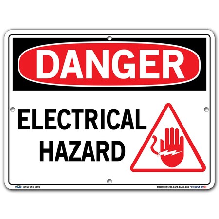 Vestil Sign, Danger, 12.5x9.5", Alum Comp, .130, SI-D-23-B-AC-130 SI-D-23-B-AC-130